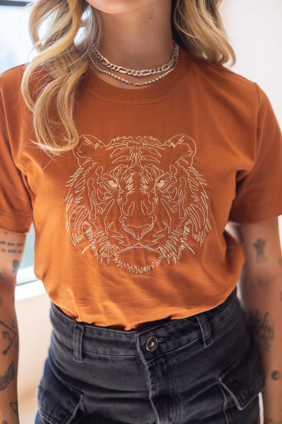 Top/T-shirt Caroll - Taille 40 - Blanc Avec Tête De Tigre - Sans Manches - Occasion TB